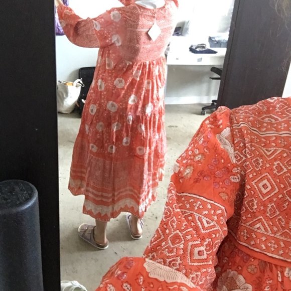 Yamini Booj Dress, Coral - M / LOTUS - Picture 3 of 6